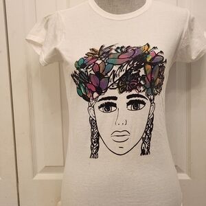 Radada Women's Graphic Tee - Flower Crown Girl Sz Sm